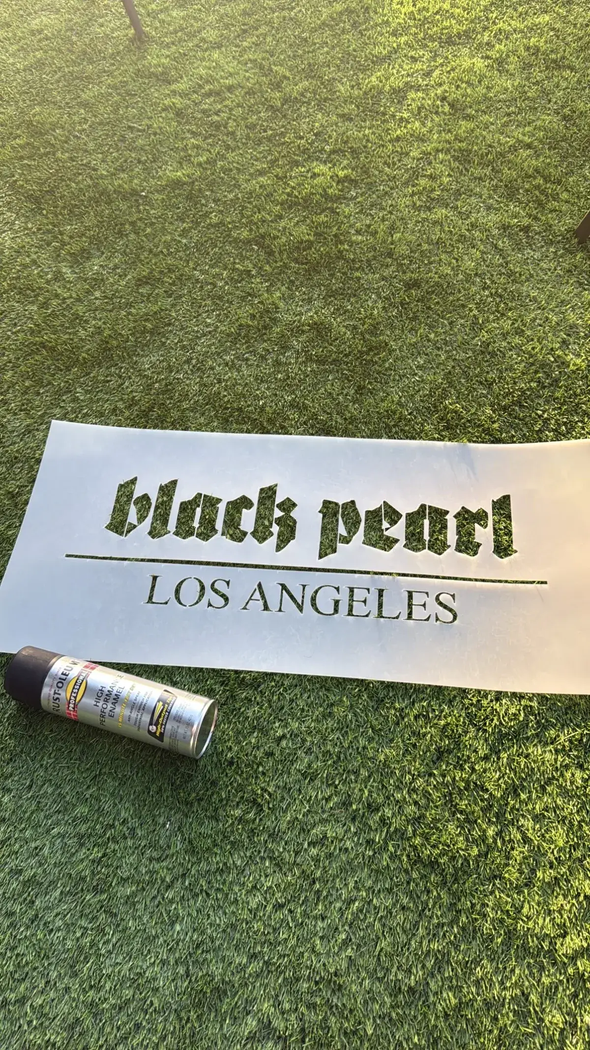 Custom chalk spray stencil template for Black Pearl Los Angeles guerrilla marketing campaign