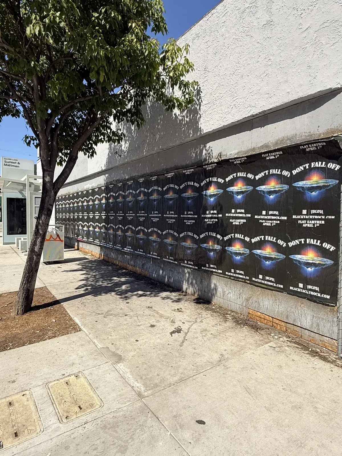 Don't Fall Off music wheat paste poster wall close-up guerrilla advertising campaign