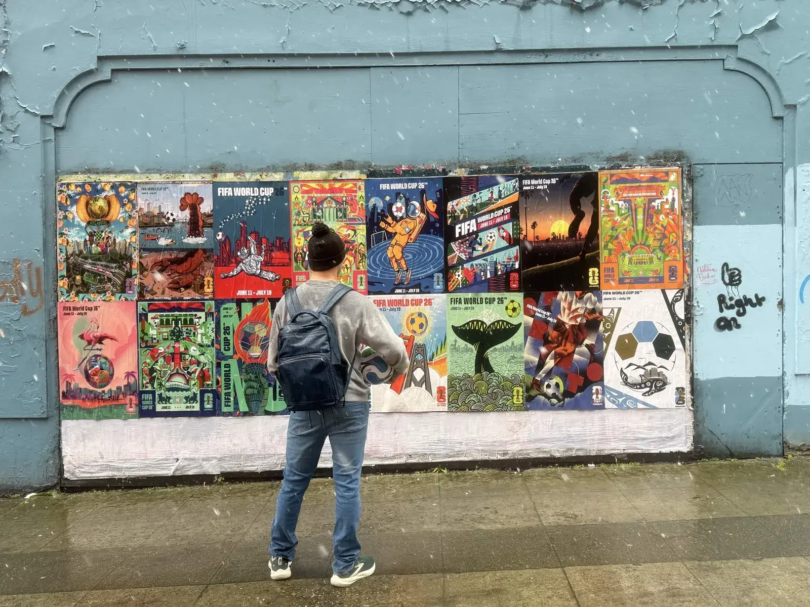 FIFA World Cup street gallery pedestrian viewing wheat paste wild posting