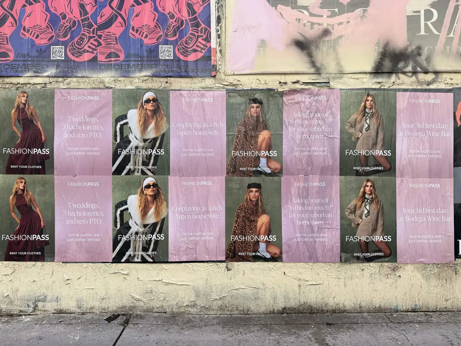 FashionPass wheat paste street art wall LA