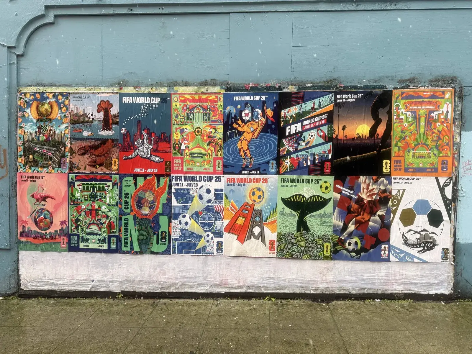 FIFA World Cup wheat paste posters closeup